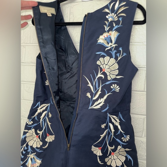 MOULINETTE SOEURS Anthropologie Bellflower Blue Embroidered dress Sz 8 ✨ - Picture 8 of 13
